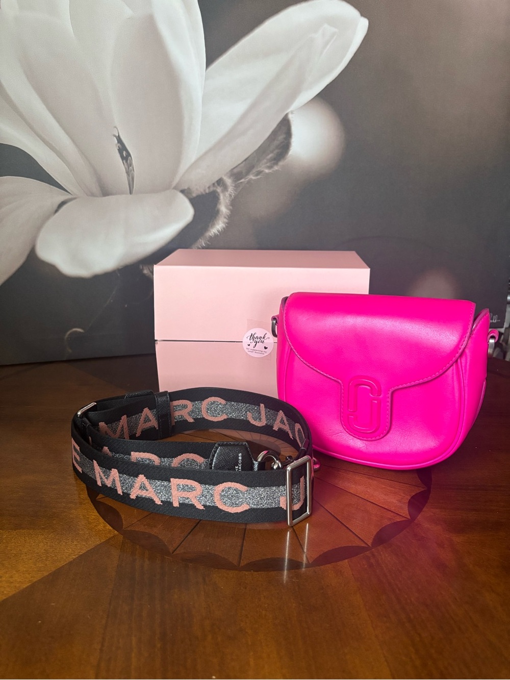 Marc Jacobs Neon Pink Leather Crossbody with Logo Strap